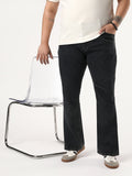 Plus Men's Black Bootcut Fit Mid Rise Acid Wash Jeans Stretchable