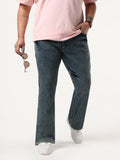 Plus Men's Light Blue Bootcut Fit Mid Rise Acid Wash Jeans Stretchable