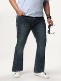 Plus Men's Blue Bootcut Fit Mid Rise Tinted Heavy Washed Jeans Stretchable