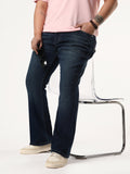 Plus Men's Blue Bootcut Fit Mid Rise Heavy Washed Jeans Stretchable