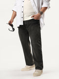 Plus Men's Black Regular Fit Acid Washed Denim Jeans Stretchable